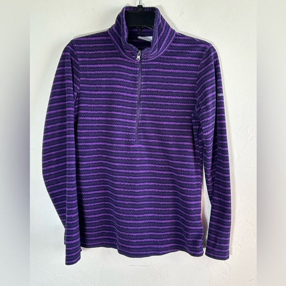 Columbia Lightweight Fleece Purple Striped Quarter-Zip Pullover Sz S - Picture 1 of 8